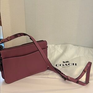 Coach Mauve Crossbody Bag with Floral Strap